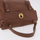 SAINT LAURENT Muse Toe Hand Bag Leather Brown Gold Auth 183850V-6