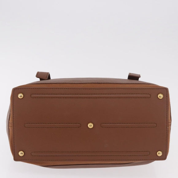 SAINT LAURENT Muse Toe Hand Bag Leather Brown Gold Auth 183850V