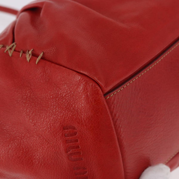 Miu Miu Handtas Leer Rood Zilver Authenticatie 183854V