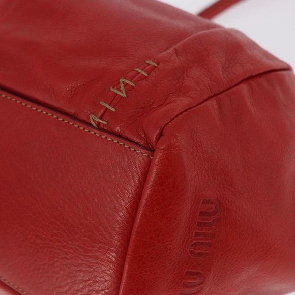 Miu Miu Handtas Leer Rood Zilver Authenticatie 183854V