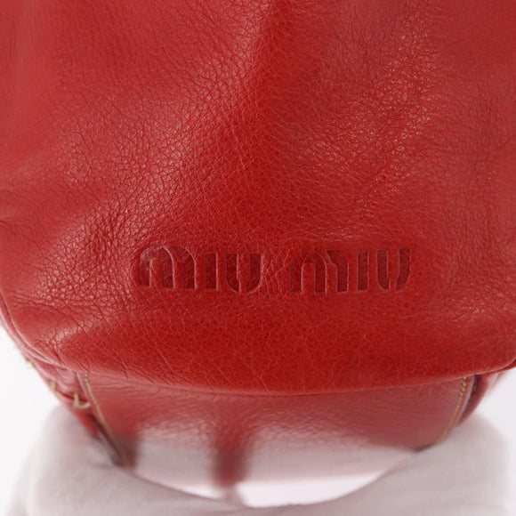 Miu Miu Handtas Leer Rood Zilver Authenticatie 183854V