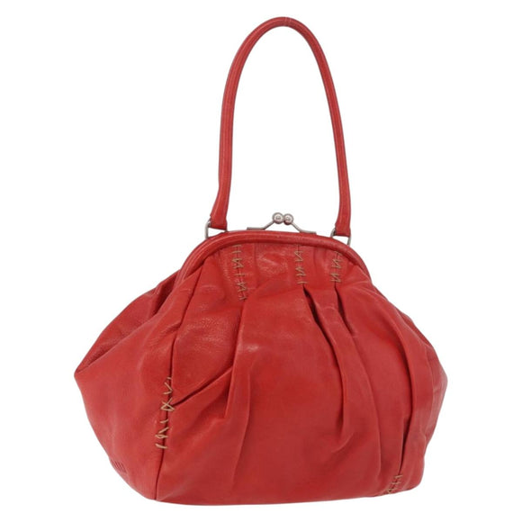 Miu Miu Handtas Leer Rood Zilver Authenticatie 183854V