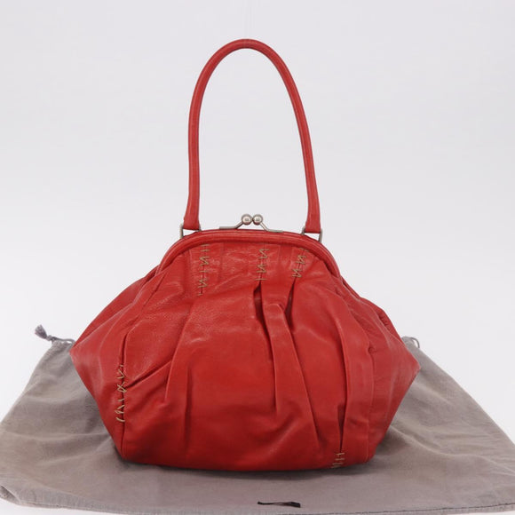 Miu Miu Handtas Leer Rood Zilver Authenticatie 183854V