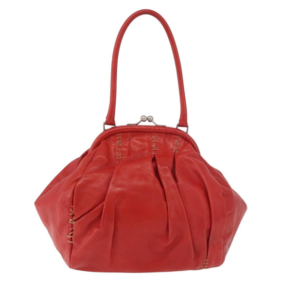 Miu Miu Handtas Leer Rood Zilver Authenticatie 183854V