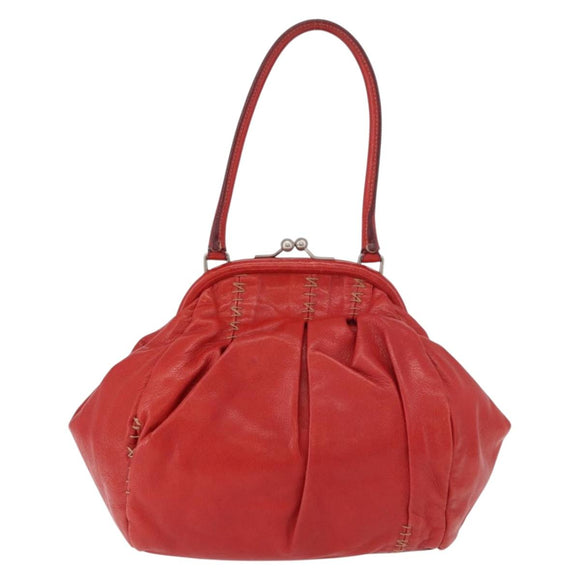 Miu Miu Handtas Leer Rood Zilver Authenticatie 183854V