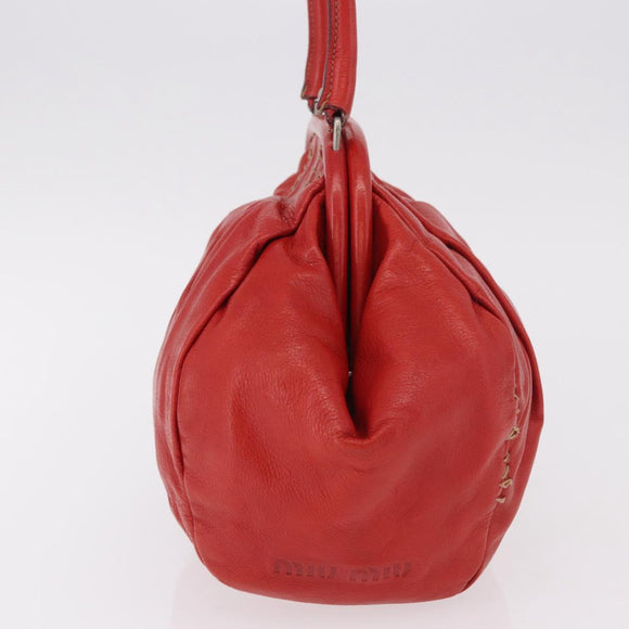 Miu Miu Handtas Leer Rood Zilver Authenticatie 183854V