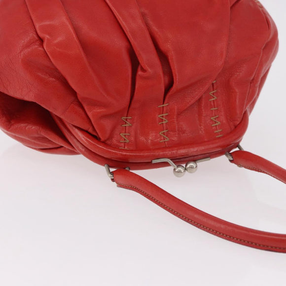 Miu Miu Handtas Leer Rood Zilver Authenticatie 183854V