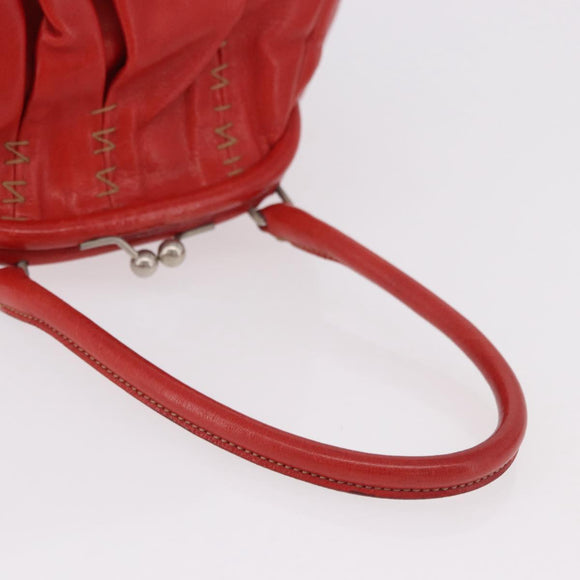 Miu Miu Handtas Leer Rood Zilver Authenticatie 183854V