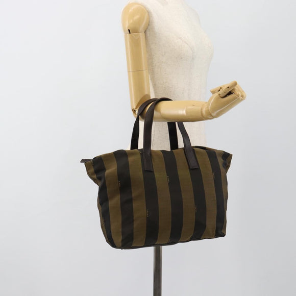 FENDI Pekan Canvas Tragetasche Braun Schwarz Original 183855
