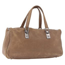 CHANEL Choco Bar Hand Bag Lamb Skin Brown Silver CC Auth 183856-1