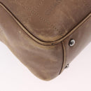 CHANEL Choco Bar Hand Bag Lamb Skin Brown Silver CC Auth 183856-16