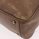 CHANEL Choco Bar Hand Bag Lamb Skin Brown Silver CC Auth 183856-17