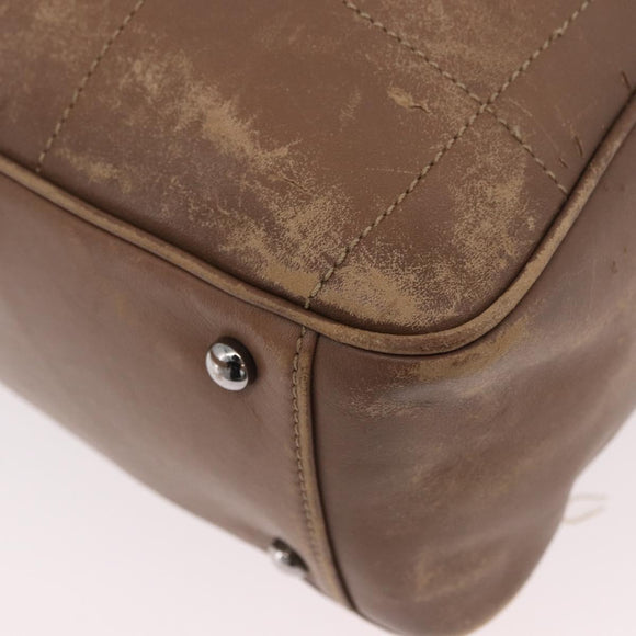 CHANEL Choco Bar Hand Bag Lamb Skin Brown Silver CC Auth 183856