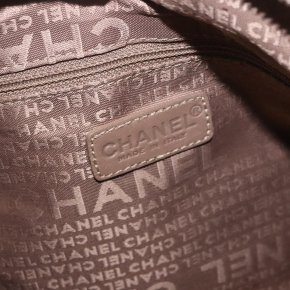CHANEL Choco Bar Hand Bag Lamb Skin Brown Silver CC Auth 183856