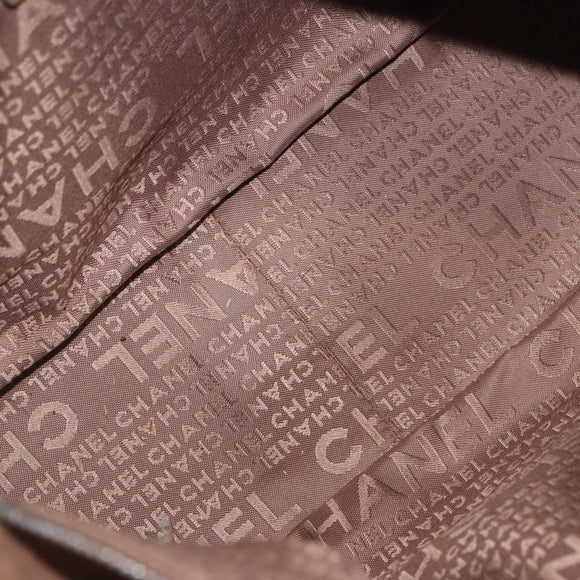 CHANEL Choco Bar Hand Bag Lamb Skin Brown Silver CC Auth 183856