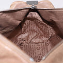 CHANEL Choco Bar Hand Bag Lamb Skin Brown Silver CC Auth 183856-20