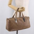CHANEL Choco Bar Hand Bag Lamb Skin Brown Silver CC Auth 183856-24