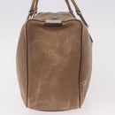 CHANEL Choco Bar Hand Bag Lamb Skin Brown Silver CC Auth 183856-3