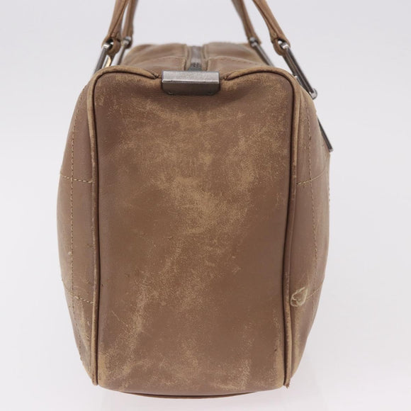 CHANEL Choco Bar Hand Bag Lamb Skin Brown Silver CC Auth 183856