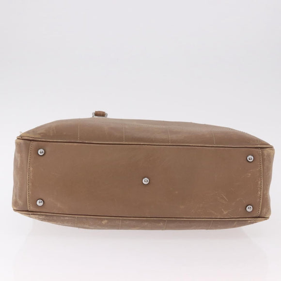 CHANEL Choco Bar Hand Bag Lamb Skin Brown Silver CC Auth 183856