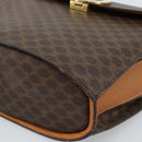 CELINE Macadam Canvas Circle Shoulder Bag PVC Leather Brown Gold Auth 183857A-14