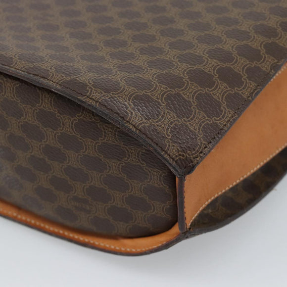 CELINE Macadam Canvas Circle Shoulder Bag PVC Leather Brown Gold Auth 183857A