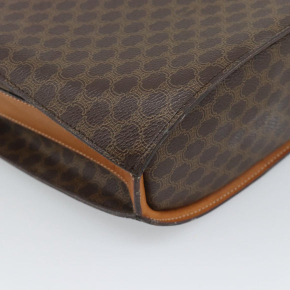 CELINE Macadam Canvas Circle Shoulder Bag PVC Leather Brown Gold Auth 183857A