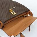 CELINE Macadam Canvas Circle Shoulder Bag PVC Leather Brown Gold Auth 183857A-10