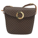 CELINE Macadam Canvas Circle Shoulder Bag PVC Leather Brown Gold Auth 183857A-13