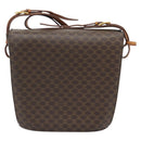 CELINE Macadam Canvas Circle Shoulder Bag PVC Leather Brown Gold Auth 183857A-2