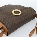 CELINE Macadam Canvas Circle Shoulder Bag PVC Leather Brown Gold Auth 183857A-6