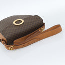 CELINE Macadam Canvas Circle Shoulder Bag PVC Leather Brown Gold Auth 183857A-7