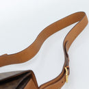 CELINE Macadam Canvas Circle Shoulder Bag PVC Leather Brown Gold Auth 183857A-8