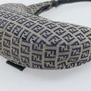 FENDI Zucchino Canvas Mamma Baguette Hand Bag Navy Silver Auth 183859V-16