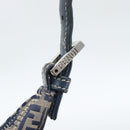 FENDI Zucchino Canvas Mamma Baguette Hand Bag Navy Silver Auth 183859V-18
