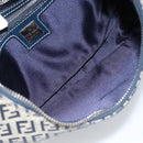 FENDI Zucchino Canvas Mamma Baguette Hand Bag Navy Silver Auth 183859V-10