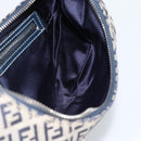 FENDI Zucchino Canvas Mamma Baguette Hand Bag Navy Silver Auth 183859V-20