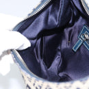 FENDI Zucchino Canvas Mamma Baguette Hand Bag Navy Silver Auth 183859V-21