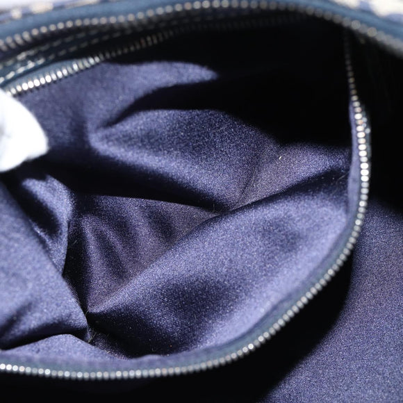 FENDI Zucchino Canvas Mamma Baguette Hand Bag Navy Silver Auth 183859V