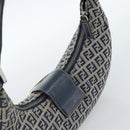 FENDI Zucchino Canvas Mamma Baguette Hand Bag Navy Silver Auth 183859V-6