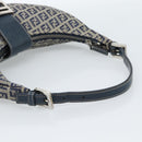 FENDI Zucchino Canvas Mamma Baguette Hand Bag Navy Silver Auth 183859V-7