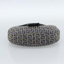 FENDI Zucchino Canvas Mamma Baguette Hand Bag Navy Silver Auth 183859V-5