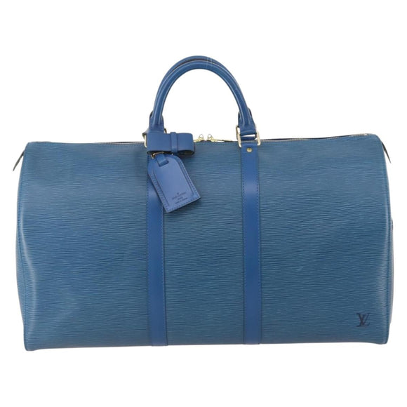 LOUIS VUITTON Epi Keepall 50 Boston Bag Blue M42965 LV Auth 183860A