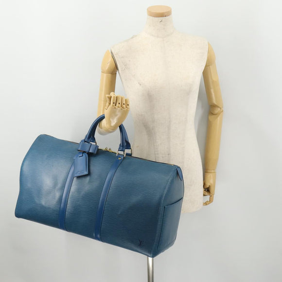 LOUIS VUITTON Epi Keepall 50 Boston Bag Blue M42965 LV Auth 183860A
