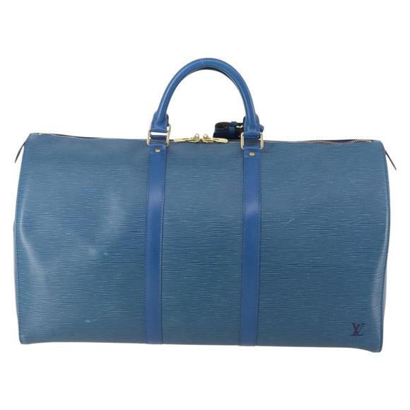 LOUIS VUITTON Epi Keepall 50 Boston Bag Blue M42965 LV Auth 183860A