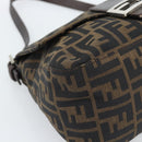 FENDI Zucca Canvas Mamma Baguette Shoulder Bag Black Brown Silver Auth 183864SAM-15