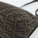 FENDI Zucca Canvas Mamma Baguette Shoulder Bag Black Brown Silver Auth 183864SAM-16