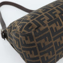 FENDI Zucca Canvas Mamma Baguette Shoulder Bag Black Brown Silver Auth 183864SAM-17