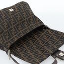 FENDI Zucca Canvas Mamma Baguette Shoulder Bag Black Brown Silver Auth 183864SAM-18