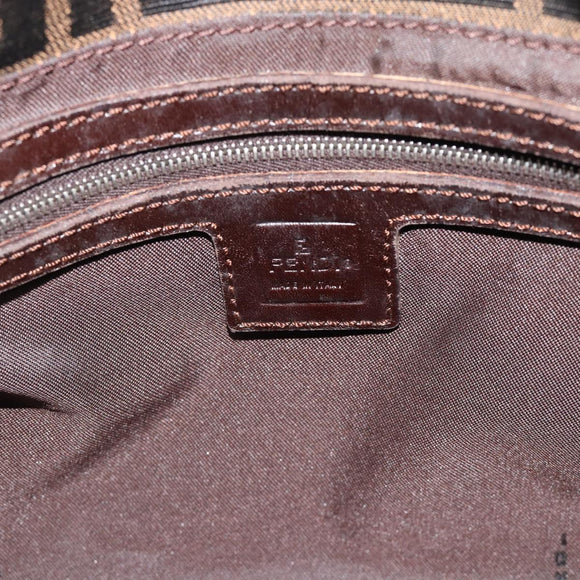 FENDI Zucca Canvas Mamma Baguette Shoulder Bag Black Brown Silver Auth 183864SAM